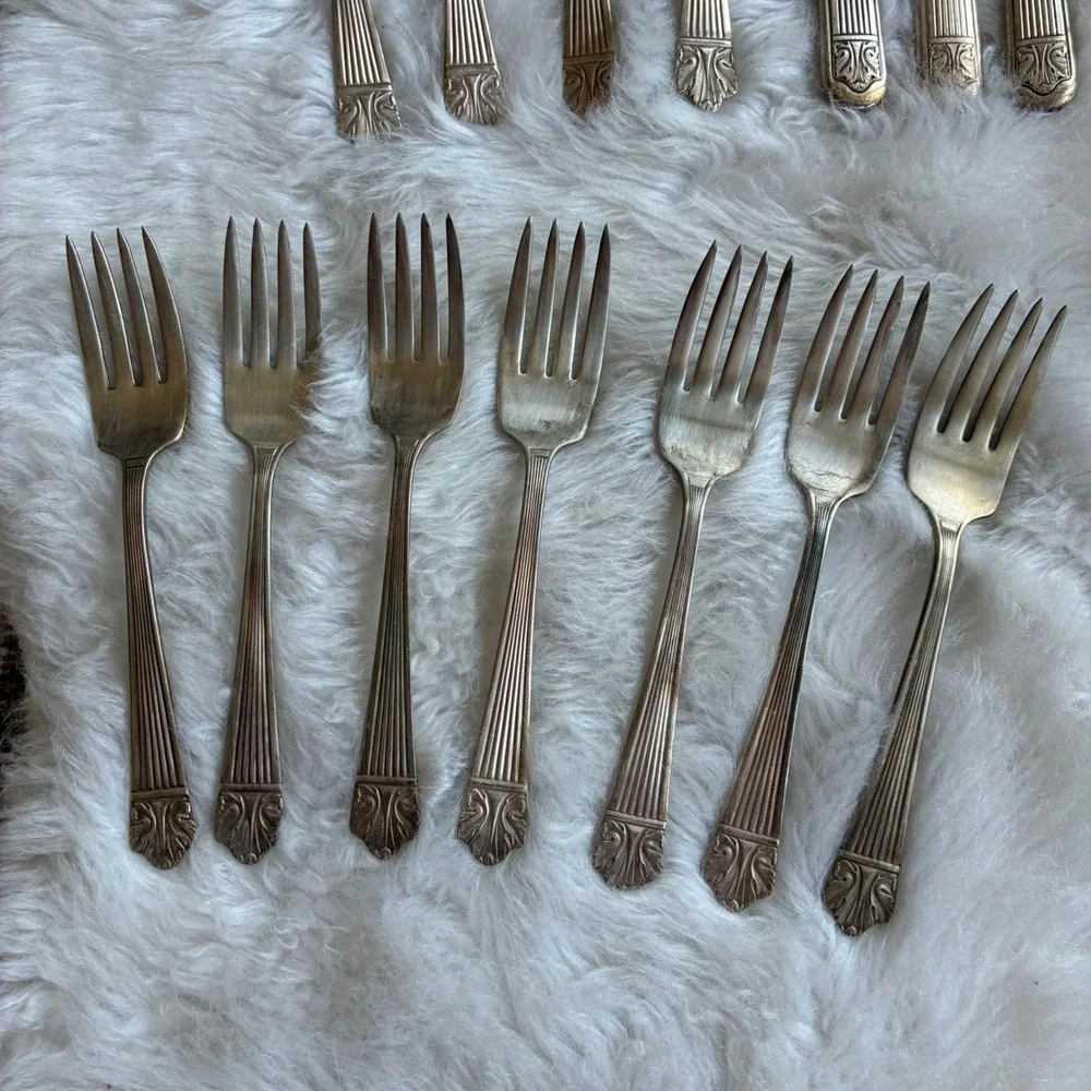 Vintage Lady Esther Queen Esther Silverplate Flatware 36pc Set 1935 Art Deco